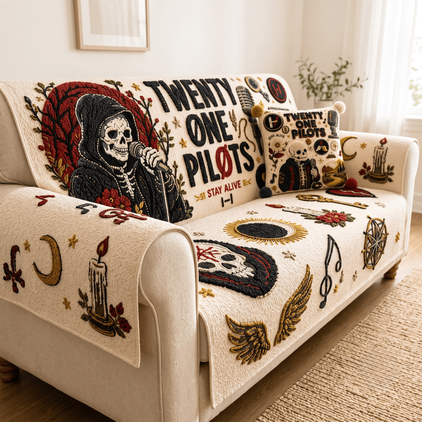 TOP Tufted Sofa Cover & Pillow Set NTKO