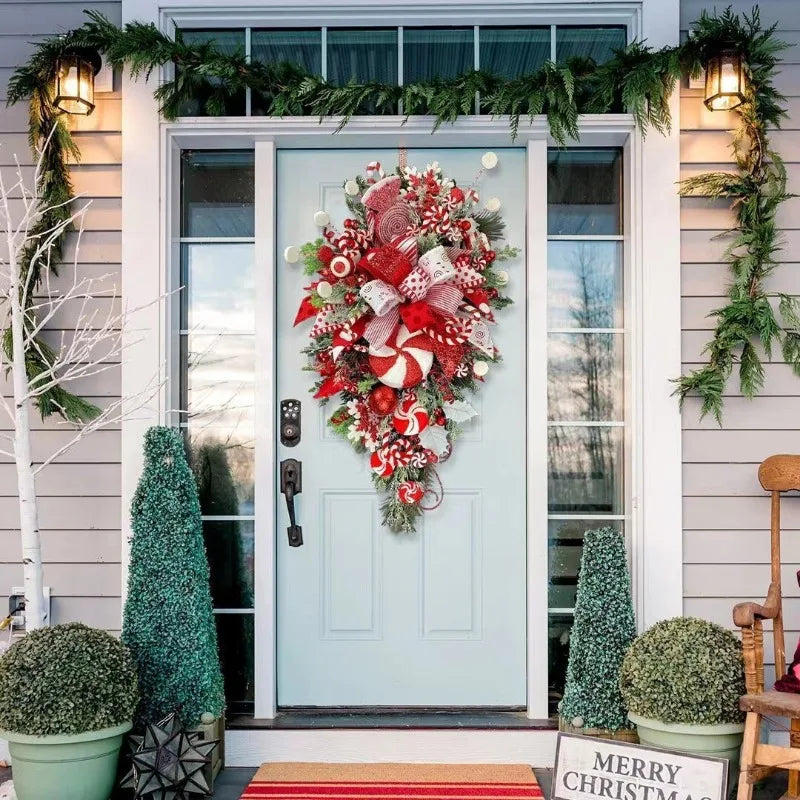 New Style Christmas Upside-down Tree, Christmas Door Hanging Christmas Candy Upside-down Tree, Wall Decoration, Christmas Wreath