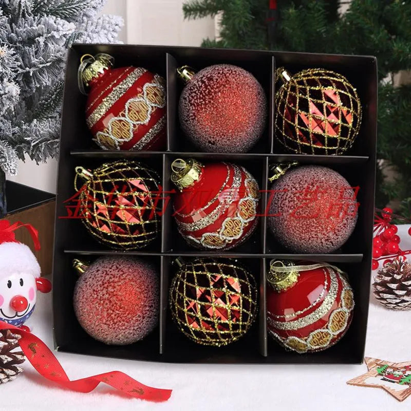 Christmas Ball 8cm Christmas Tree Decoration European High-end Plastic Christmas Ball Set Combination Christmas Tree Pendant New